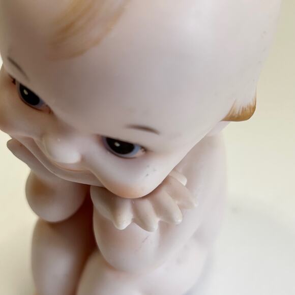 Vintage Norcrest Porcelain Bisque Kewpie Piano Baby Brown Eyes 5" Japan - Picture 8 of 10